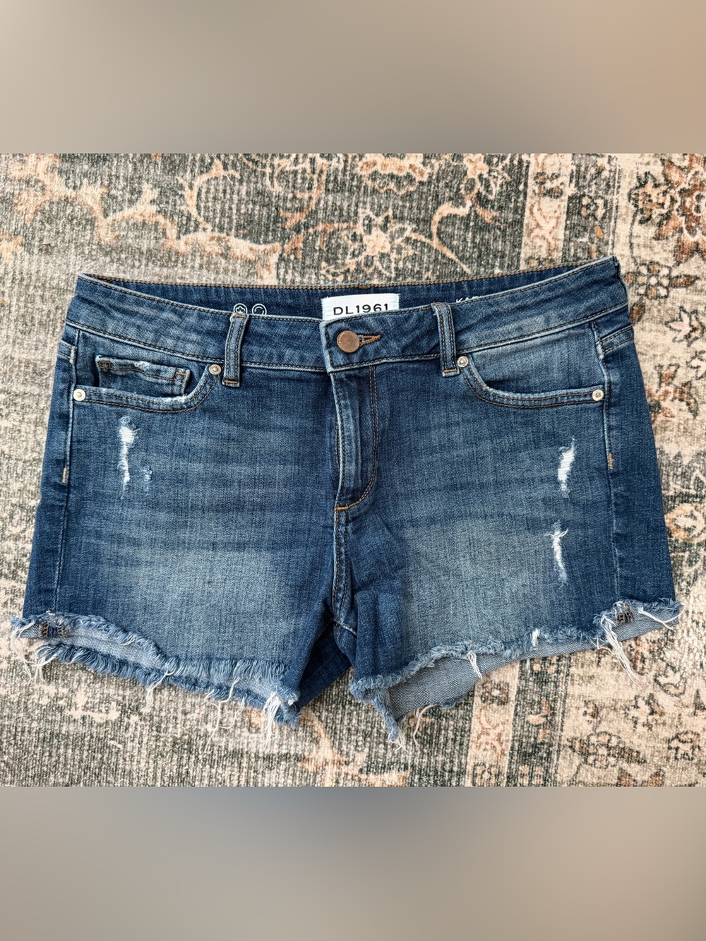 DL1961 Blue Distressed Denim Cutoff Shorts